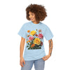 Wildflowers and Pink & Yellow Roses, Graphic T-Shirts for Women, Floral Shirt, Womens Short Sleeve, Ladies Graphic Tees #5148TTS