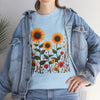 Sunflowers & Wildflowers, Graphic T-Shirts for Women, Floral Shirt, Womens Short Sleeve, Ladies Graphic Tees #5154TTS