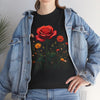 Wildflowers and a Red Rose, Graphic T-Shirts for Women, Floral Shirt, Womens Short Sleeve, Ladies Graphic Tees #5007TTS