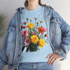 Wildflowers and Pink & Yellow Roses, Graphic T-Shirts for Women, Floral Shirt, Womens Short Sleeve, Ladies Graphic Tees #5138TTS