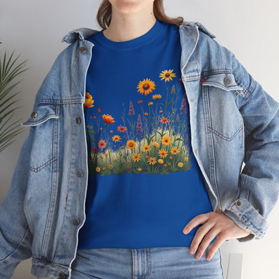Wildflowers and Yellow Roses, Graphic T-Shirts for Women, Floral Shirt, Womens Short Sleeve, Ladies Graphic Tees #5028TTS