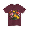 Wildflowers and Pink & Yellow Roses, Graphic T-Shirts for Women, Floral Shirt, Womens Short Sleeve, Ladies Graphic Tees #5138TTS