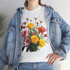 Wildflowers and Pink & Yellow Roses, Graphic T-Shirts for Women, Floral Shirt, Womens Short Sleeve, Ladies Graphic Tees #5138TTS