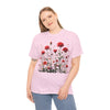 Wildflowers and Red Roses, Graphic T-Shirts for Women, Floral Shirt, Womens Short Sleeve, Ladies Graphic Tees #5035TTS