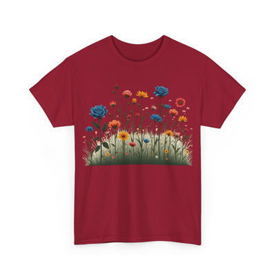 Wildflowers and Blue Roses, Graphic T-Shirts for Women, Floral Shirt, Womens Short Sleeve, Ladies Graphic Tees #5050TTS