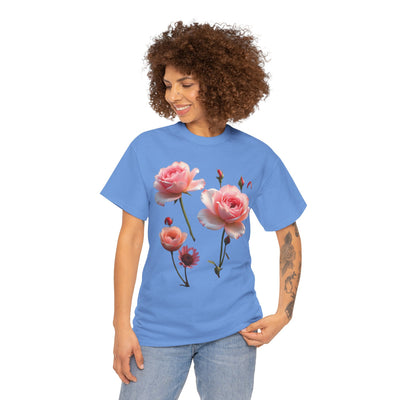 Wildflowers and Pink Roses, Graphic T-Shirts for Women, Floral Shirt, Womens Short Sleeve, Ladies Graphic Tees #5019TTS