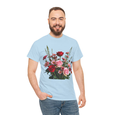 Wildflowers and Red & Pink Roses, Graphic T-Shirts for Women, Floral Shirt, Womens Short Sleeve, Ladies Graphic Tees #5132TTS