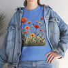 Wildflowers and Orange Roses, Graphic T-Shirts for Women, Floral Shirt, Womens Short Sleeve, Ladies Graphic Tees #5045TTS