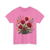 Wildflowers and Red Roses, Graphic T-Shirts for Women, Floral Shirt, Womens Short Sleeve, Ladies Graphic Tees #5129TTS