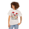 Wildflowers and Red Roses, Graphic T-Shirts for Women, Floral Shirt, Womens Short Sleeve, Ladies Graphic Tees #5034TTS
