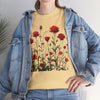 Wildflowers and Red Roses, Graphic T-Shirts for Women, Floral Shirt, Womens Short Sleeve, Ladies Graphic Tees #5035TTS