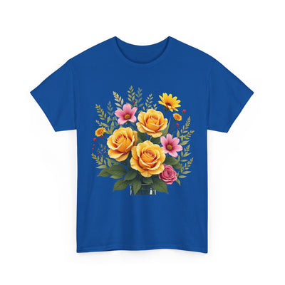 Wildflowers and Yellow Roses, Graphic T-Shirts for Women, Floral Shirt, Womens Short Sleeve, Ladies Graphic Tees #5135TTS
