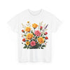 Wildflowers and Pink & Yellow Roses, Graphic T-Shirts for Women, Floral Shirt, Womens Short Sleeve, Ladies Graphic Tees #5142TTS