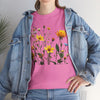 Wildflowers and a Yellow Rose, Graphic T-Shirts for Women, Floral Shirt, Womens Short Sleeve, Ladies Graphic Tees #5009TTS