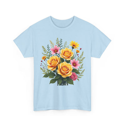 Wildflowers and Yellow Roses, Graphic T-Shirts for Women, Floral Shirt, Womens Short Sleeve, Ladies Graphic Tees #5135TTS