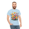Wildflowers and Pink & Yellow Roses, Graphic T-Shirts for Women, Floral Shirt, Womens Short Sleeve, Ladies Graphic Tees #5142TTS