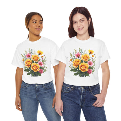 Wildflowers and Yellow Roses, Graphic T-Shirts for Women, Floral Shirt, Womens Short Sleeve, Ladies Graphic Tees #5135TTS