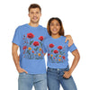 Wildflowers and Red Roses, Graphic T-Shirts for Women, Floral Shirt, Womens Short Sleeve, Ladies Graphic Tees #5034TTS