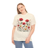 Wildflowers and Red Roses, Graphic T-Shirts for Women, Floral Shirt, Womens Short Sleeve, Ladies Graphic Tees #5034TTS