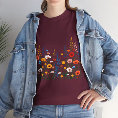 Wildflowers, Graphic T-Shirts for Women, Floral Shirt, Womens Short Sleeve, Ladies Graphic Tees #5107TTS