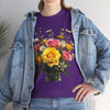 Wildflowers and Pink & Yellow Roses, Graphic T-Shirts for Women, Floral Shirt, Womens Short Sleeve, Ladies Graphic Tees #5143TTS