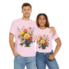 Wildflowers and Pink & Yellow Roses, Graphic T-Shirts for Women, Floral Shirt, Womens Short Sleeve, Ladies Graphic Tees #5136TTS