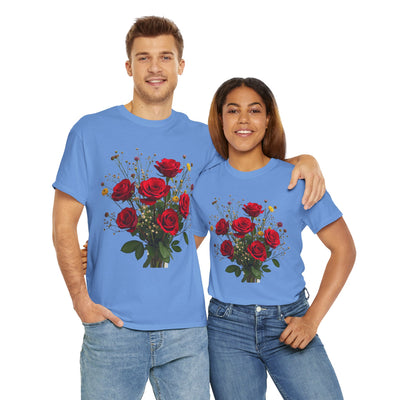 Wildflowers and Red Roses, Graphic T-Shirts for Women, Floral Shirt, Womens Short Sleeve, Ladies Graphic Tees #5131TTS