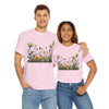 Wildflowers and White Roses, Graphic T-Shirts for Women, Floral Shirt, Womens Short Sleeve, Ladies Graphic Tees #5039TTS