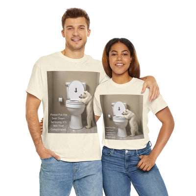 Please Put the Seat Down, Seriously, It's Not that Complicated, Polar Bear Toilet Seat Down, Seat Down Reminder Shirt #5004STS
