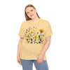 Wildflowers and a Yellow Rose, Graphic T-Shirts for Women, Floral Shirt, Womens Short Sleeve, Ladies Graphic Tees #5009TTS