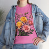 Wildflowers and Pink & Yellow Roses, Graphic T-Shirts for Women, Floral Shirt, Womens Short Sleeve, Ladies Graphic Tees #5149TTS