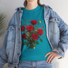 Wildflowers and Red Roses, Graphic T-Shirts for Women, Floral Shirt, Womens Short Sleeve, Ladies Graphic Tees #5131TTS