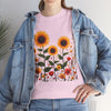 Sunflowers & Wildflowers, Graphic T-Shirts for Women, Floral Shirt, Womens Short Sleeve, Ladies Graphic Tees #5154TTS
