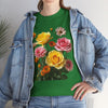 Wildflowers and Pink & Yellow Roses, Graphic T-Shirts for Women, Floral Shirt, Womens Short Sleeve, Ladies Graphic Tees #5148TTS