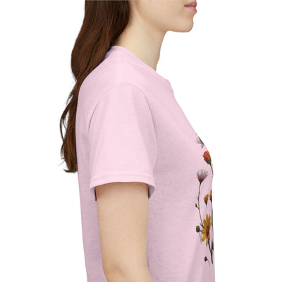 Wildflowers and a Yellow Rose, Graphic T-Shirts for Women, Floral Shirt, Womens Short Sleeve, Ladies Graphic Tees #5009TTS
