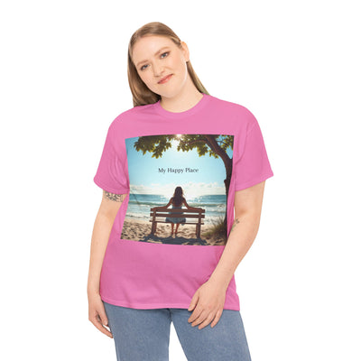 My Happy Place, Woman on Bench, Looking at Waves,Safe Place T-Shirt, Finding My Happy Place Top, Ocean Waves,#5003STS