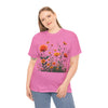 Wildflowers and Orange Roses, Graphic T-Shirts for Women, Floral Shirt, Womens Short Sleeve, Ladies Graphic Tees #5046TTS