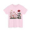 Wildflowers and a Red Rose, Graphic T-Shirts for Women, Floral Shirt, Womens Short Sleeve, Ladies Graphic Tees #5008TTS