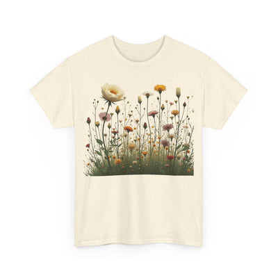 Wildflowers and White Roses, Graphic T-Shirts for Women, Floral Shirt, Womens Short Sleeve, Ladies Graphic Tees #5041TTS