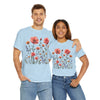 Wildflowers and Pink Roses, Graphic T-Shirts for Women, Floral Shirt, Womens Short Sleeve, Ladies Graphic Tees #5015TTS