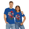 Wildflowers and Pink & Red Roses, Graphic T-Shirts for Women, Floral Shirt, Womens Short Sleeve, Ladies Graphic Tees #5134TTS