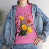 Wildflowers and Pink & Yellow Roses, Graphic T-Shirts for Women, Floral Shirt, Womens Short Sleeve, Ladies Graphic Tees #5138TTS