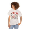 Wildflowers and Pink Roses, Graphic T-Shirts for Women, Floral Shirt, Womens Short Sleeve, Ladies Graphic Tees #5015TTS