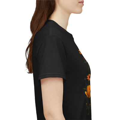 Wildflowers and Yellow Roses, Graphic T-Shirts for Women, Floral Shirt, Womens Short Sleeve, Ladies Graphic Tees #5011TTS