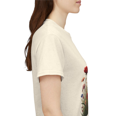 Wildflowers and Red Roses, Graphic T-Shirts for Women, Floral Shirt, Womens Short Sleeve, Ladies Graphic Tees #5032TTS