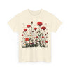 Wildflowers and Red Roses, Graphic T-Shirts for Women, Floral Shirt, Womens Short Sleeve, Ladies Graphic Tees #5035TTS