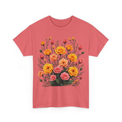 Wildflowers and Pink & Yellow Roses, Graphic T-Shirts for Women, Floral Shirt, Womens Short Sleeve, Ladies Graphic Tees #5140TTS