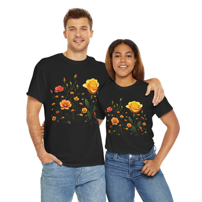 Wildflowers and a Yellow Rose, Graphic T-Shirts for Women, Floral Shirt, Womens Short Sleeve, Ladies Graphic Tees #5010TTS