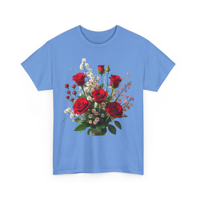 Wildflowers and Red Roses, Graphic T-Shirts for Women, Floral Shirt, Womens Short Sleeve, Ladies Graphic Tees #5130TTS