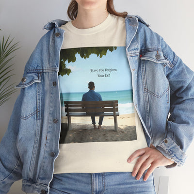 Have You Forgiven Your Ex?Man on Bench Looking at Waves, Forgiving T-Shirt, Forgiveness, Relationship Healing Top #5005STS